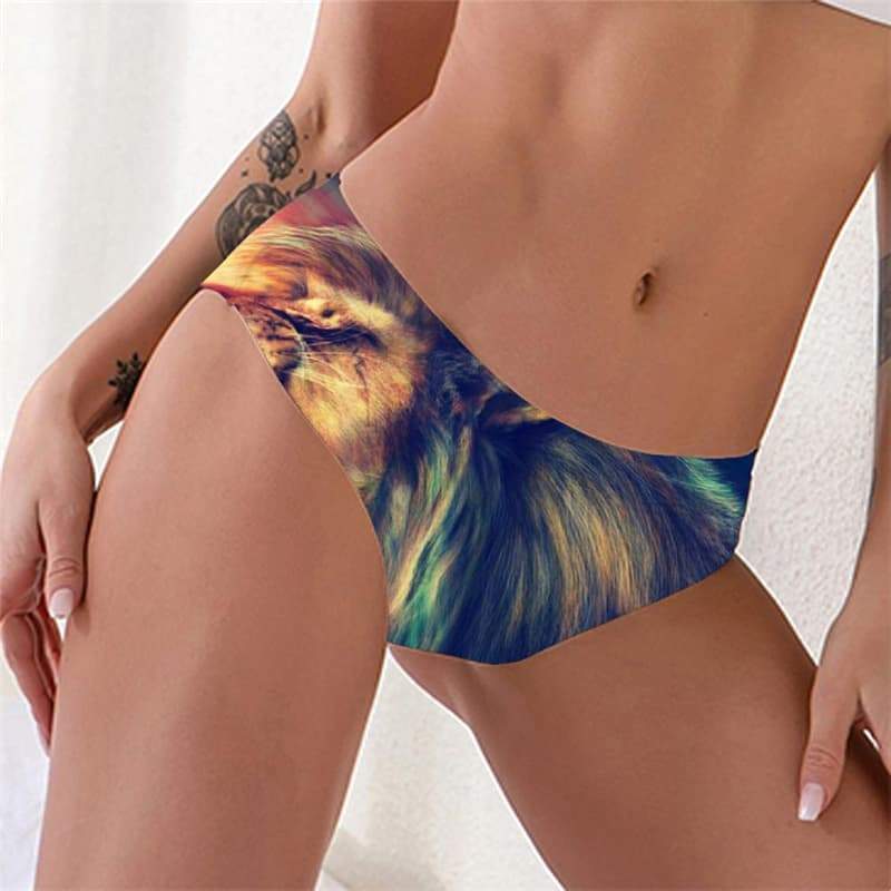 Lion Panties Women Animal Sexy Anime Pantys Colorful Lingerie Female Graffiti Knickers - KYKU