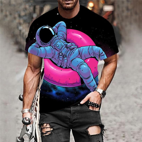 
Astronaut T-shirt Men Swimming Ring Anime Clothes Galaxy Shirt Print Space Tshirt Printed
                