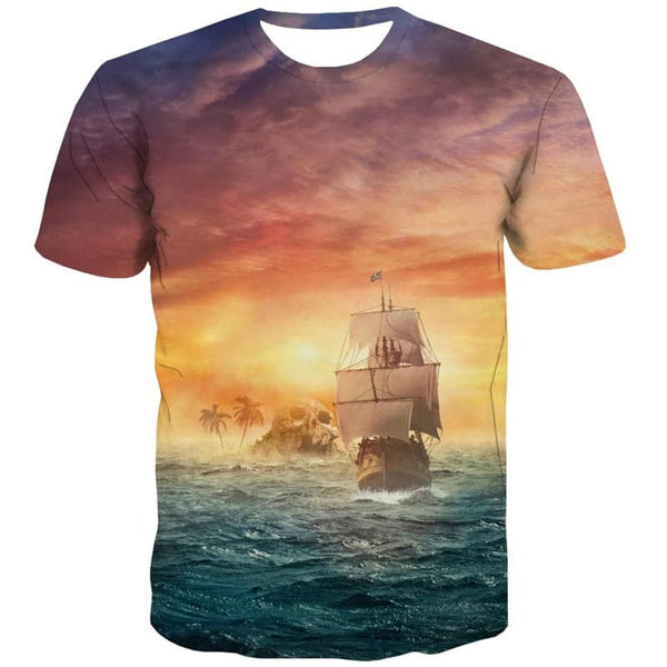 
Skull T shirt Men Sail Tshirt Printed Pirate T-shirts 3d Ocean Anime Clothes
                