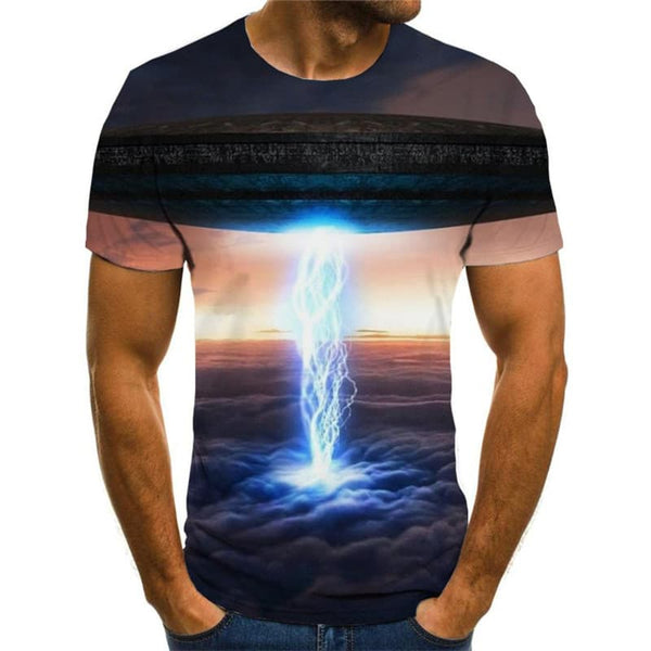 
Ufo T-shirt Men Lightning Shirt Print Landscape Anime Clothes Space Tshirt Printed
                
