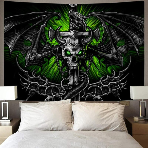
Skull Tapestry Punk Home Tapestrys Devil Tenture Mandala Wing Tapestries Iron Chain Wall Tapestry
                