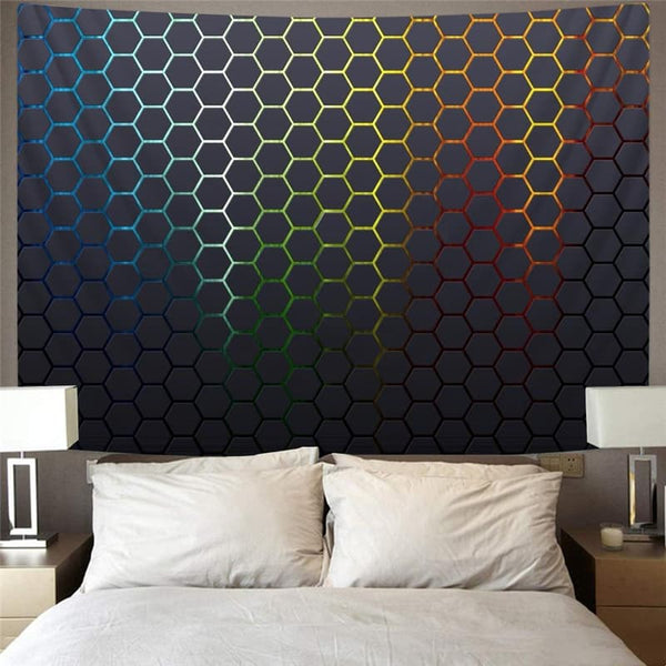 
Geometric Tapiz Psychedelic Tapestries Vortex Tenture Mandala Honeycomb Wall Tapestry Square Rug Wall
                