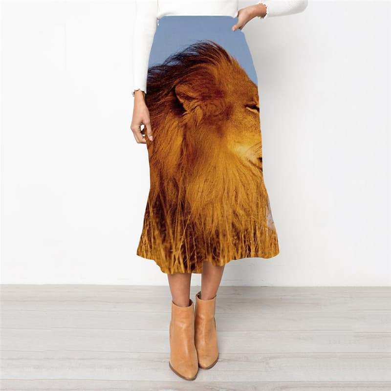 Lion Skirts Women Animal Rock Frauen Anime Skirt Ladies Harajuku School skirt Street High waist skirts - KYKU