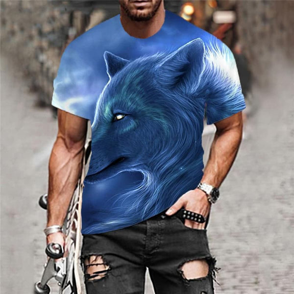 
Wolf T shirt Men Animal Tshirts Casual Cloud Anime Clothes Street T-shirts 3d
                