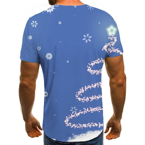 
Christmas T-shirt Men Snowflake Tshirt Printed New Year Tshirts Casual Blue T-shirts Graphic
                