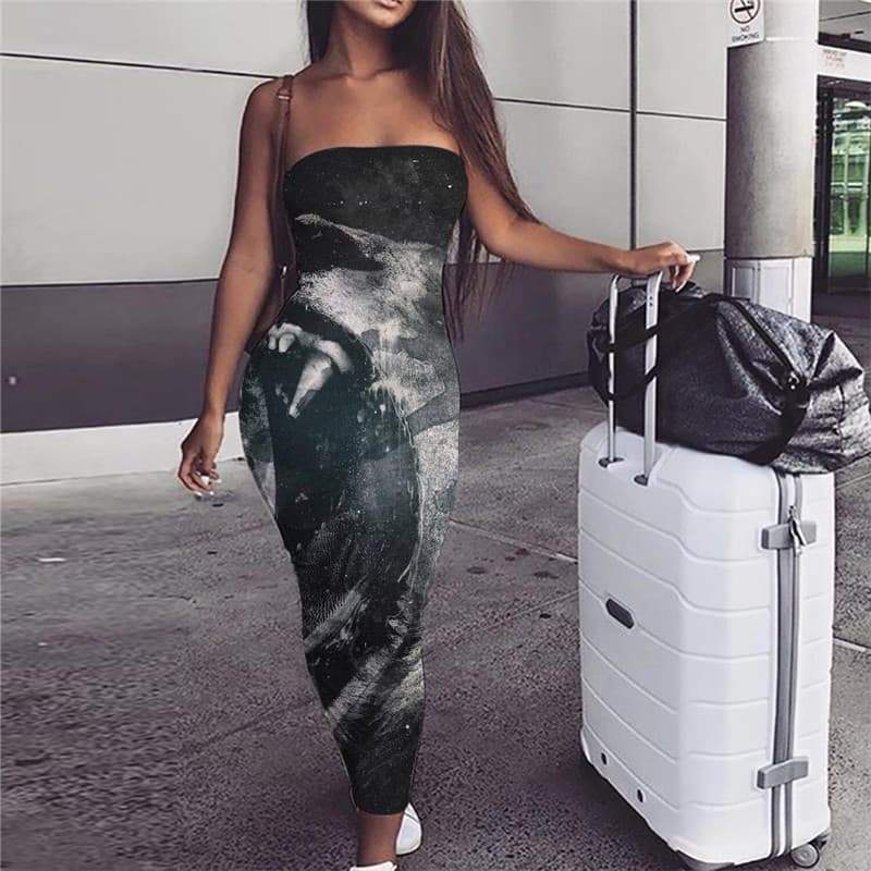 Lion Dress Women Animal Party Anime Sundress Ferocious sleeveless Harajuku 3d Print - KYKU