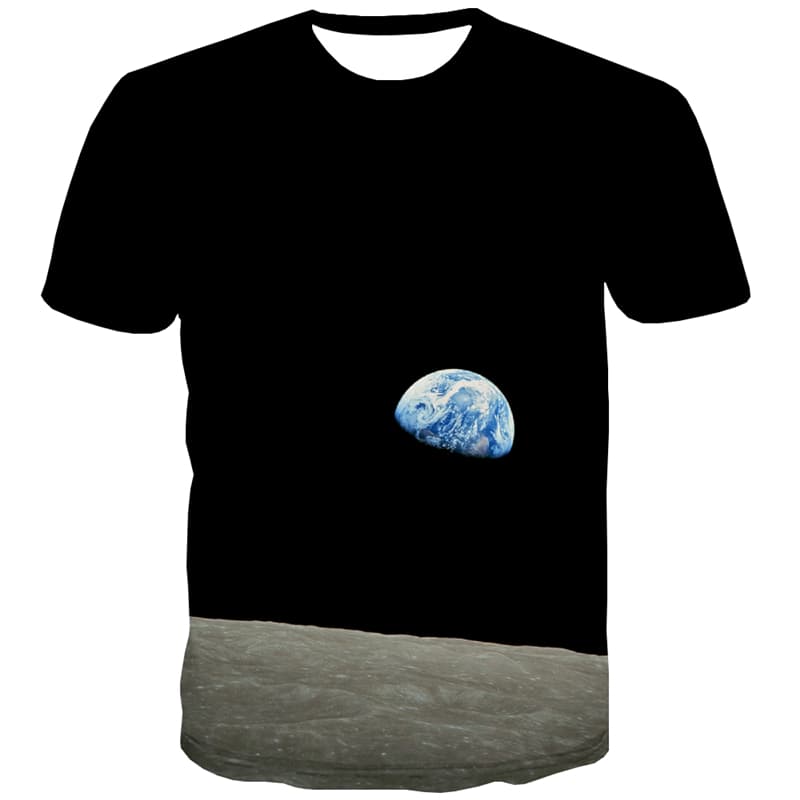 Earth T-shirt Men Space Tshirt Anime Black Tshirts Casual Short Sleeve Fashion