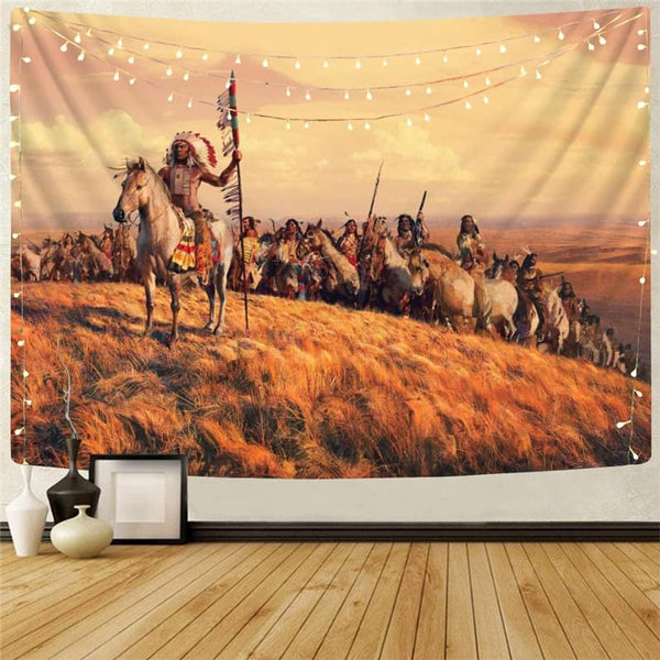 Indios Tapiz Horse Tenture Mandala War Rug Wall Decor Mandala Witchcraft Printed
