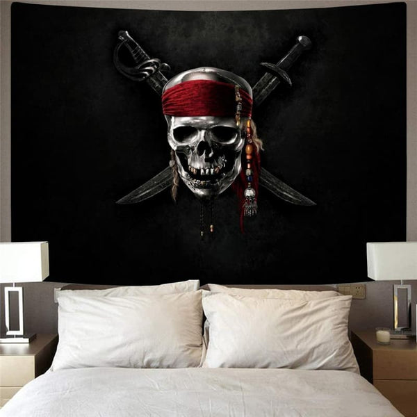 
Skull Tapestry Punk Tenture Mandala Pirate Home Tapestrys Knife Rug Wall Decor
                