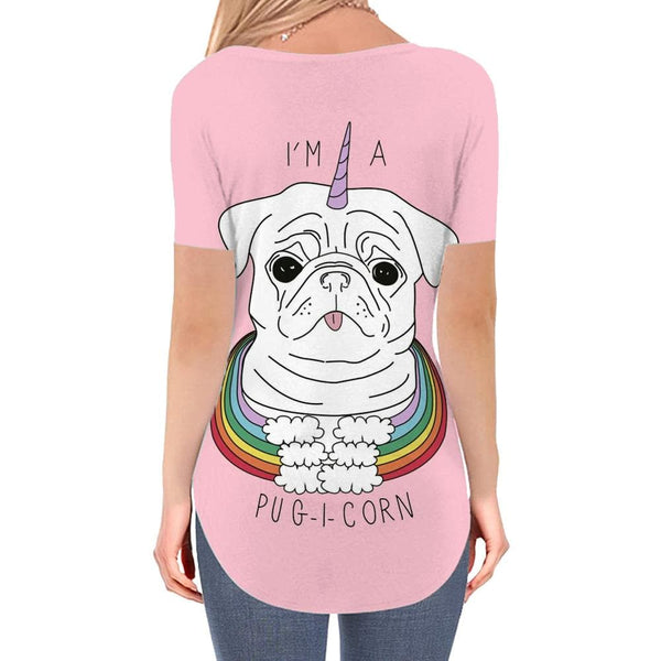 
Unicorn T-shirt women Animal Tshirts Printed Rainbow V-neck Tshirt Cloud T-shirts 3d
                