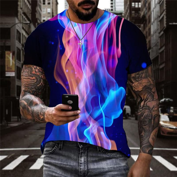 Flame T shirt Men Smoke Shirt Print Colorful Tshirt Printed Harajuku Tshirts Casual