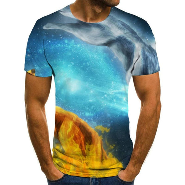 
Wolf T shirt Men Animal Tshirt Printed Galaxy Funny T shirts Moon Anime Clothes
                