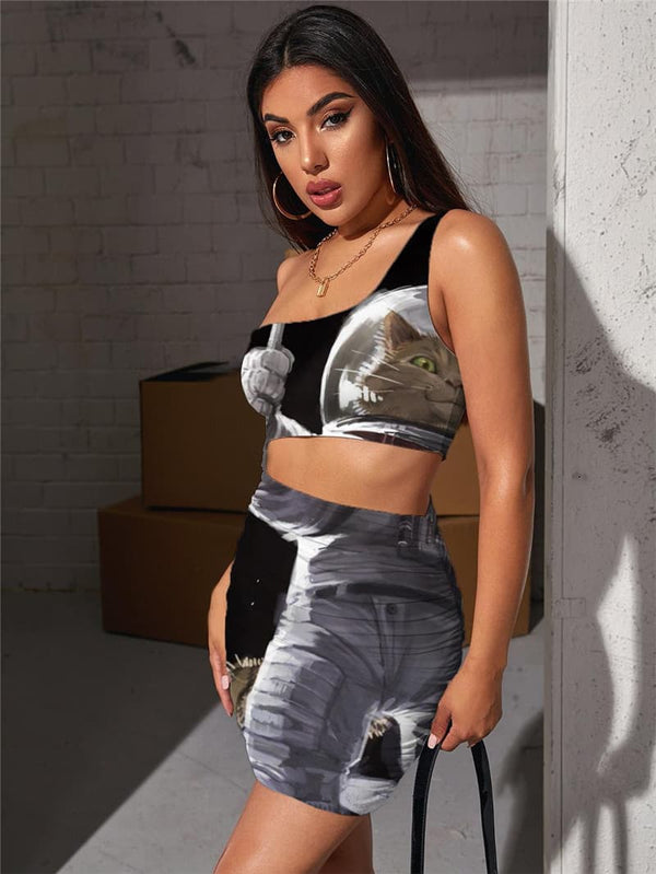 
Cat Dress Women Animal Vestido Sexy Galaxy Pleating Earth Bodycon Dress Astronaut 3d Print
                