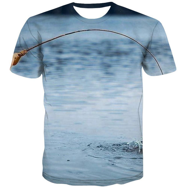 fishing T-shirt Men fish T-shirts 3d Short Sleeve Hip hop Digital Style Rock - KYKU