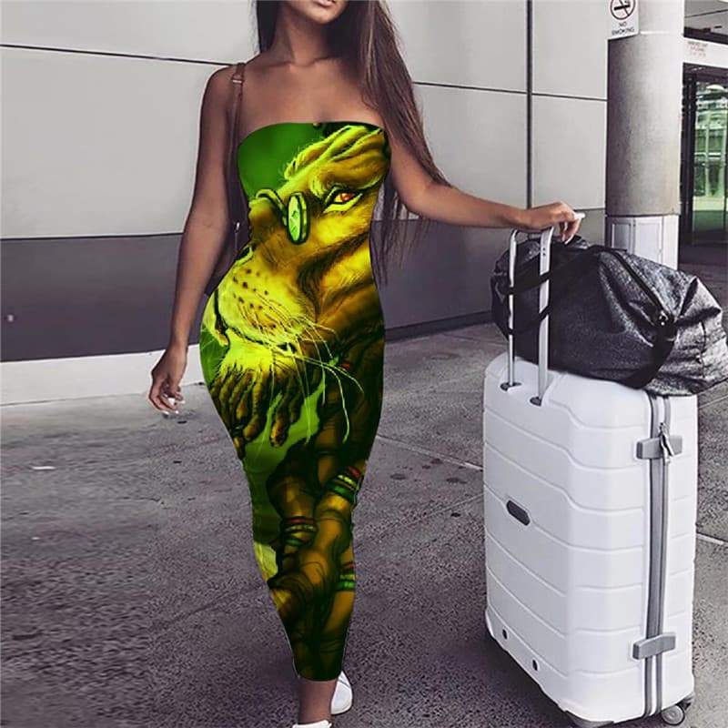 Lion Dress Women Animal Ladies Dresses Anime Vestido Sexy Graffiti Sundress Harajuku 3d Print - KYKU