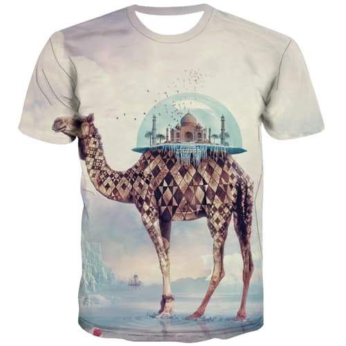 Camel T shirts Men Animal Tshirt Printed House T-shirts Graphic Nebula Tshirt Anime Sail Tshirts Novelty - KYKU
