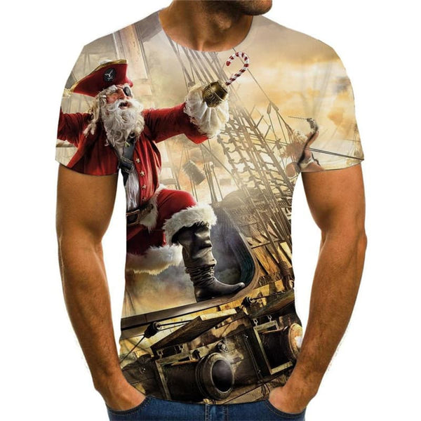 
Santa Claus T-shirt Men Sail Funny T shirts Deer Anime Clothes Christmas Shirt Print
                