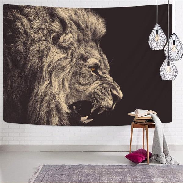 
Lion Tapiz Animal Tenture Mandala Anime Rug Wall Harajuku Tapestries Ferocious Wall Tapestry
                