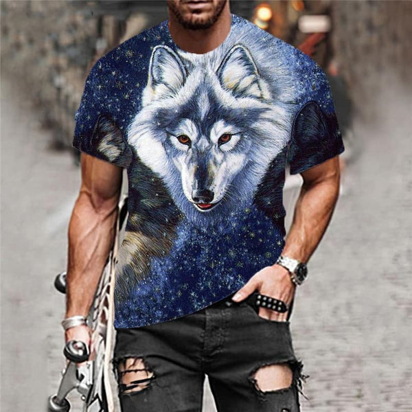 
Wolf T shirt Men Animal T-shirts 3d Galaxy Tshirts Casual Short Sleeve summer
                