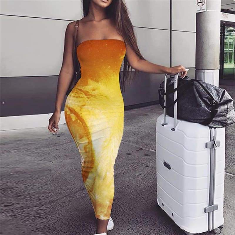 Lion Dress Women Animal Bodycon Dress Anime Boho Flame Sundress Nebula 3d Print - KYKU