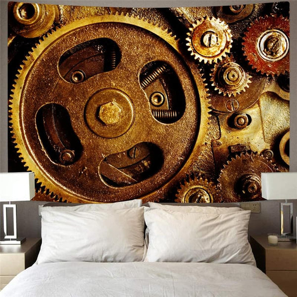 
Metal Tapestry Engine Tenture Mandala Gear Tapestries Golden Wall Tapestry
                
