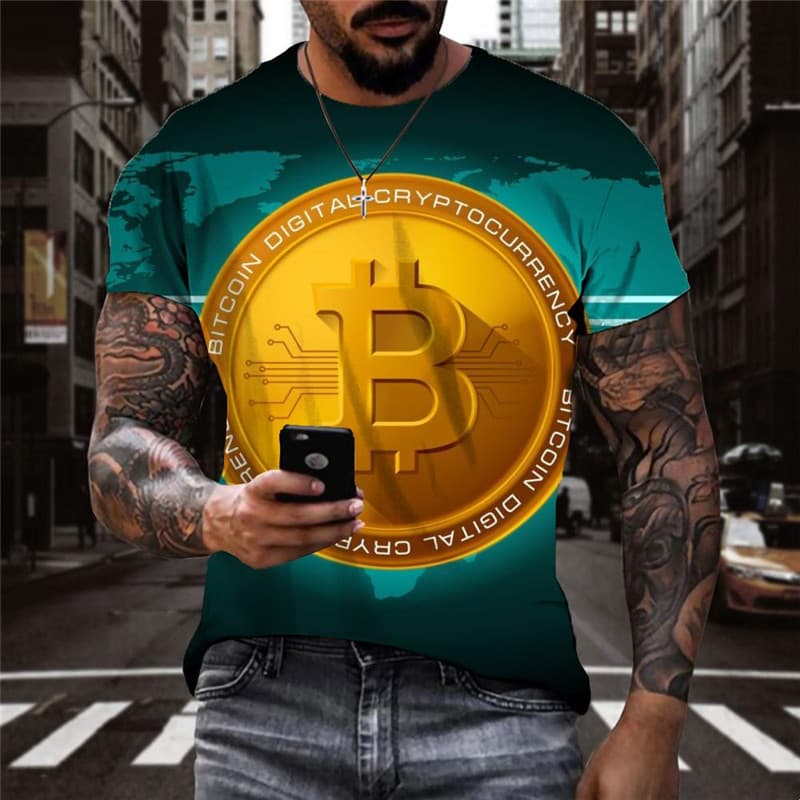 Bitcoin T shirt Men Retro Anime Clothes Harajuku Tshirts Casual Hip Hop Shirt Print
