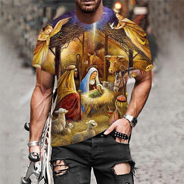 
Christian T shirt Men Galaxy T-shirts 3d Angel Shirt Print Animal Tshirt Printed
                