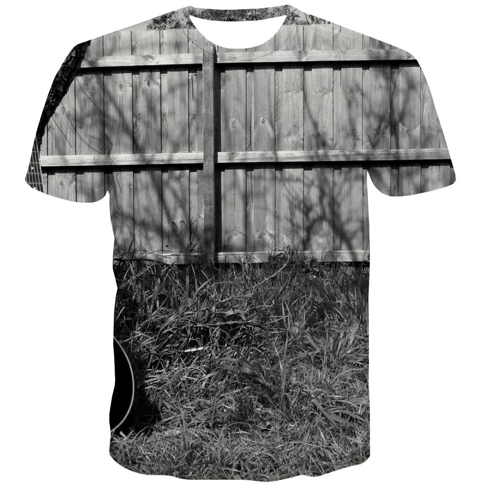 Guitar T-shirt Men Music T-shirts 3d Wooden Tshirt Anime Metal Tshirts Casual