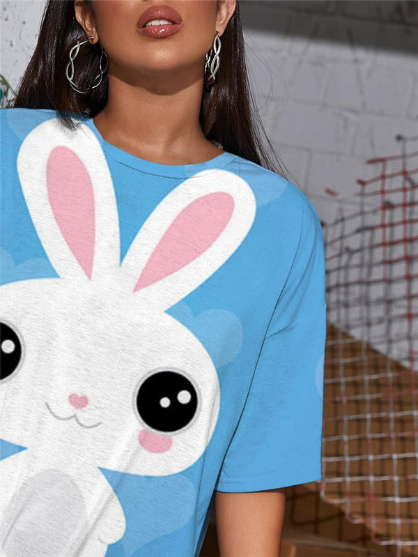
Rabbit T-shirt Women Animal Summer Lovely Funny T shirts Home Tshirt Printed
                