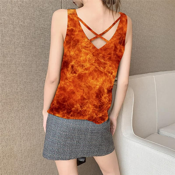 
Flame Tank-Top women Red Funny Top Novel Tank Tops Casual Womens Clothing
                