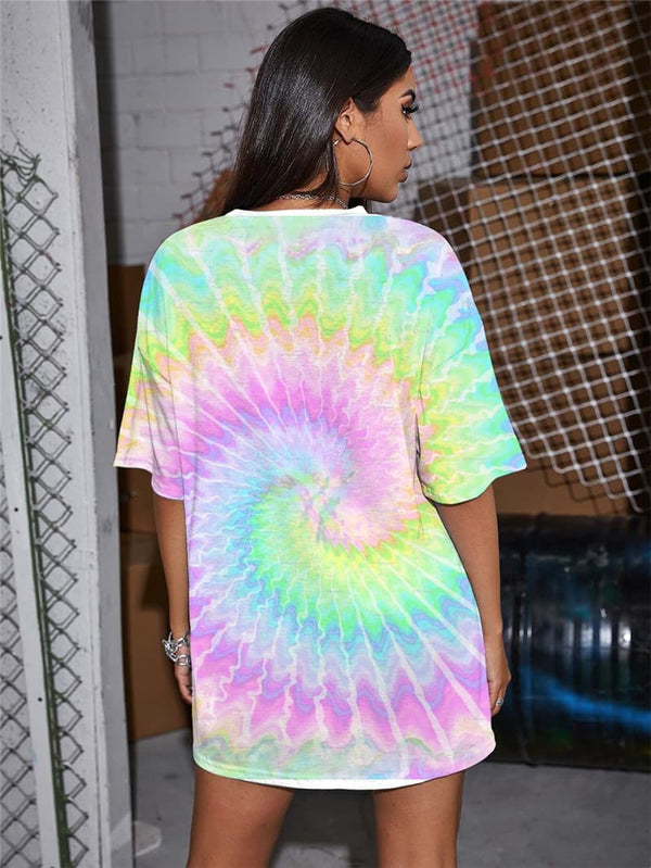 
Dizziness T Shirt Women Colorful Summer Rainbow Tshirt Printed Womens Clothing
                