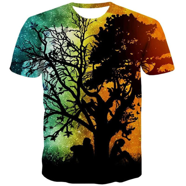 
Galaxy T-shirt Men Moon Funny T shirts Tree Anime Clothes Harajuku Tshirts Casual
                