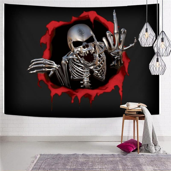 
Skull Tapiz Punk Tenture Mandala Blood Tapestries Gesture Home Tapestrys Metal Rug Wall
                