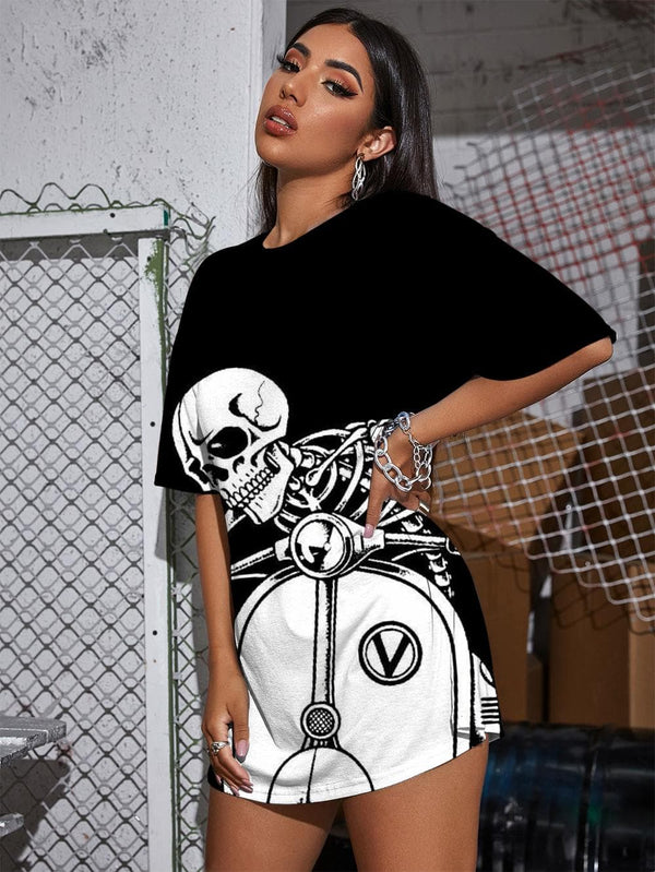 
Skull T Shirt Women Skeleton Punk Rock Motorcycle Tshirt Printed Rock Summer Hip Hop Funny T shirts
                