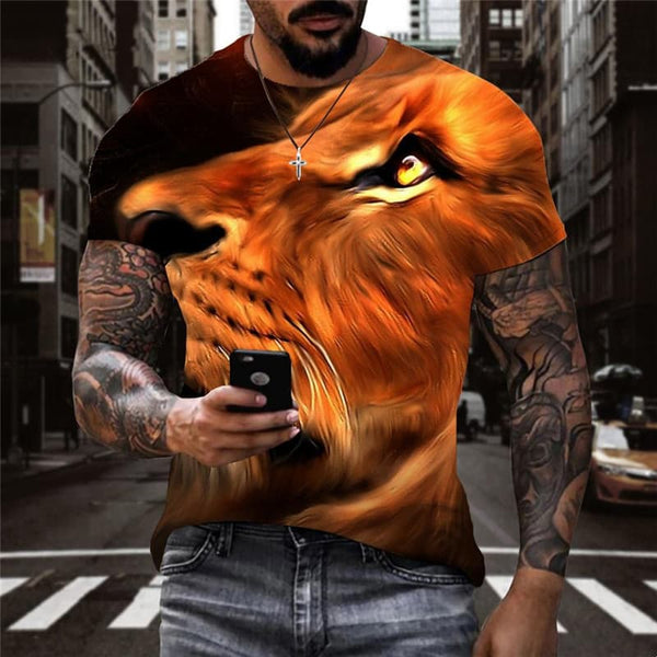 Lion T-shirt Men Animal Tshirts Casual Abstract T-shirts 3d Street Tshirt Printed