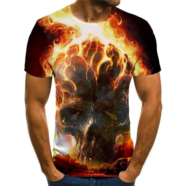 
Skull T shirt Men Flame Funny T shirts Party Shirt Print Hip Hop Tshirts Casual
                