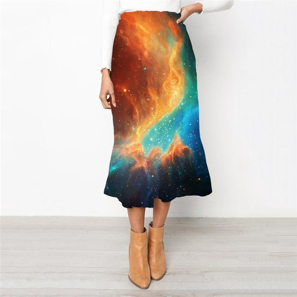 Galaxy Skirts Women Space School skirt Universe High waist skirts Colorful Skirt Ladies Nebula Rock Frauen