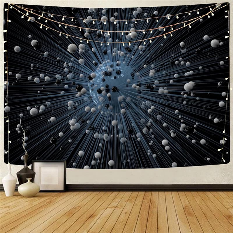 Geometric Tapiz Psychedelic Home Tapestrys Vortex Rug Wall Black And White Tapestries Ball Tenture Mandala