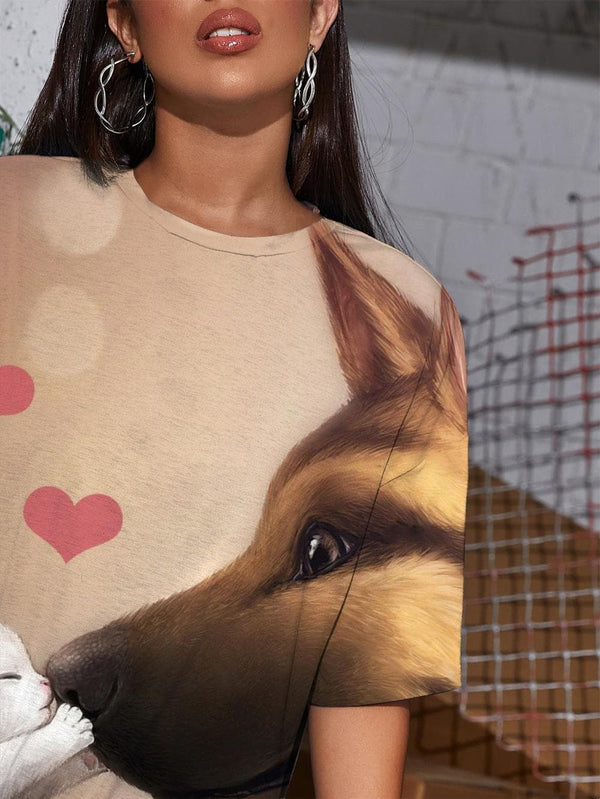 
Dog T Shirt Women Animal Punk Rock Lovely Funny T shirts Painting Tshirt Printed
                