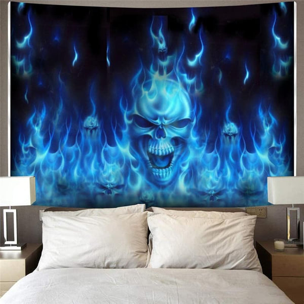 
Skull Tapiz Punk Tapestries Blue Home Tapestrys Flame Tenture Mandala
                