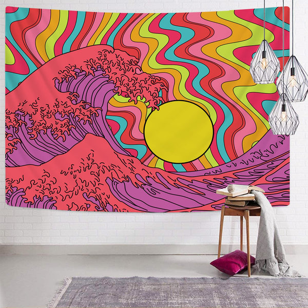 
Soft Tapiz sun Home Tapestrys yellow Tenture Mandala Psychedelic Wall Tapestry abstract Rug Wall Waves Tapestries
                
