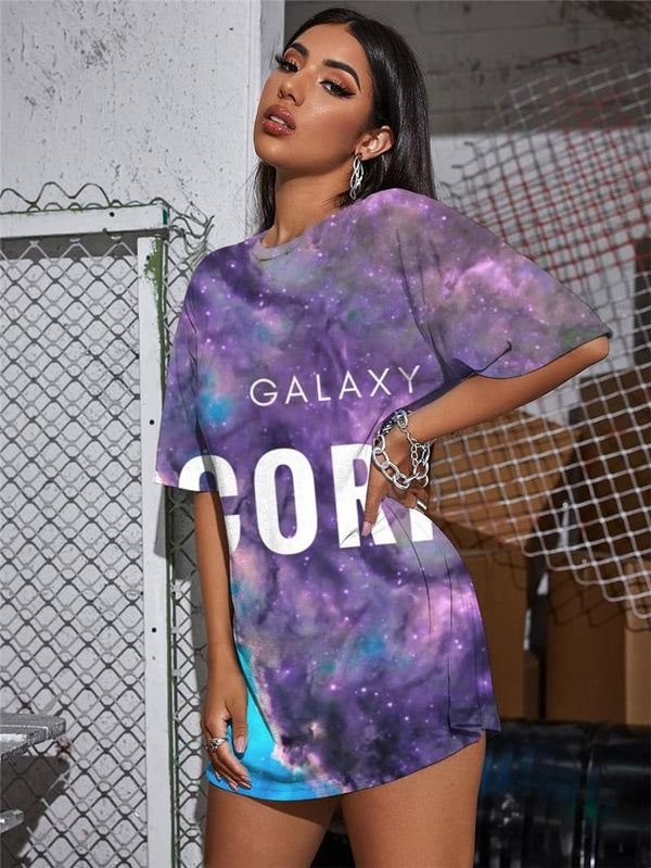 
Scorpio T-shirt Women Galaxy T-shirts 3d Nebula Punk Rock Colorful Summer
                