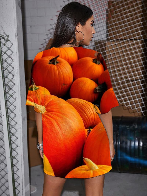 
Pumpkin T-shirt Women Halloween Punk Rock Moon T-shirts 3d Harajuku Gothic
                