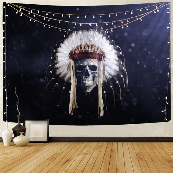 
Skull Tapestry Punk Tapestries Indian Wall Tapestry Feather Rug Wall
                