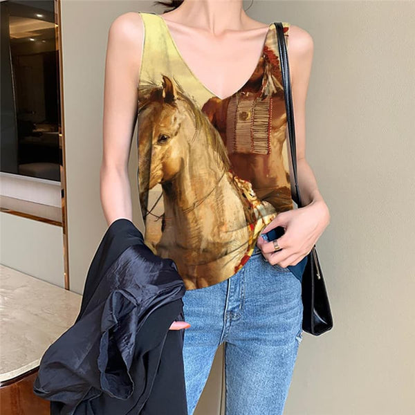Indios Tank Top Women Horse Funny Top War Sleeveless 3d Womens Clothing