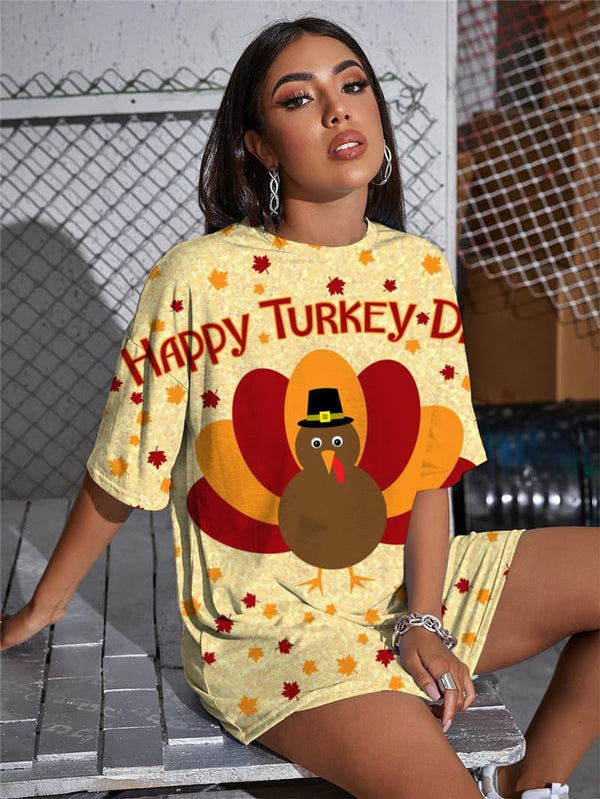 
Thanksgiving T-shirt Women Animal Gothic Hip Hop Shirt Print Maple Leaf Funny T shirts
                