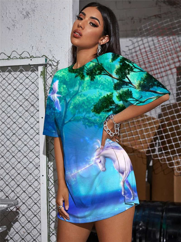 
Unicorn T Shirt Women Bird Funny T shirts Forest Tshirt Printed Animal Gothic
                