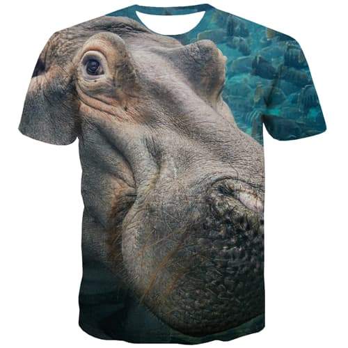 Animal T-shirt Men Fish Tshirt Printed Hippo Tshirt Anime Harajuku T-shirts Graphic - KYKU