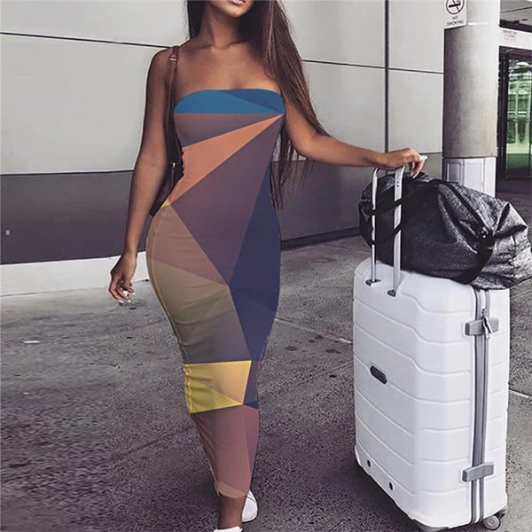 Colorful Dress Women Cube Bodycon Dress Harajuku sleeveless Womens Clothing