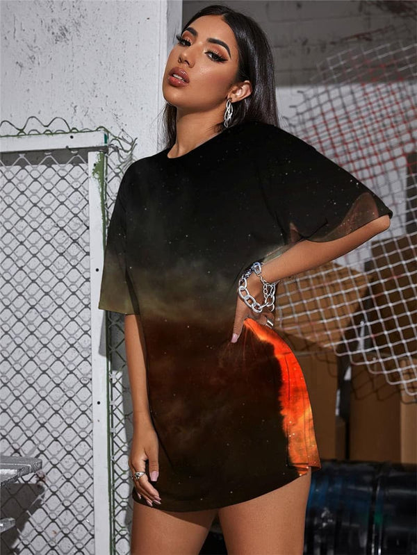 
Cat T-shirt Women Animal Shirt Print Galaxy Punk Rock Womens Clothing
                